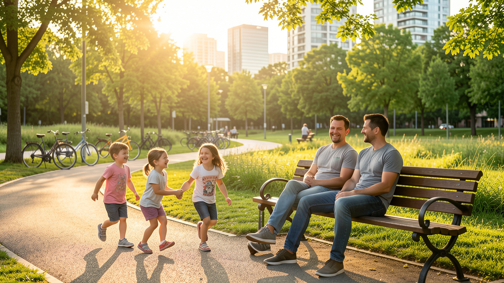 Familia disfrutando en un parque