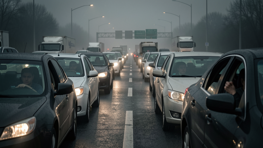 Tráfico congestionado en hora punta